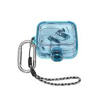[Upgrade Lock] Case for Nothing Ear 2, VAEKNVG Shock-Absorbing Protective Armor Cover for Nothing Ear 2 Earbuds, TPU Hard Shell with Carabiner & Lanyard, Clear Blue
