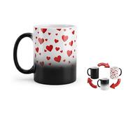 Upgrade Magic Heart Design Mug - 11oz Color Changing Heat Sensitive Coffee Cup, Classic Comfort Handle Ceramic Coffee Mug for Friend Family Boyfriend Girlfriend