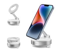 Upgrade Magnetic Suction Cup Phone Mount for Magsafe, 360° Adjustable Magnetic Car Phone Holder, Pocket Size Foldable Car Mount, Cell Phone Holders for Your Car (White-1)