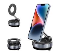 Upgrade Magnetic Suction Cup Phone Mount for Magsafe, 360° Adjustable Magnetic Car Phone Holder, Pocket Size Foldable Car Mount, Cell Phone Holders for Your Car (Black-1)