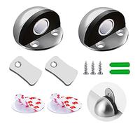 Upgrade Magnetic Wall Door Stop, Adhesive ZUONAI 2 Pack Heavy Duty Door Stopper with Rubber Outdoor, Magnetic Door Stoppers Floor Door Holder Stainless Steel Magnets Door Stops