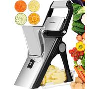 Upgrade Mandoline Slicer Safe Vegetable Chopper-Julienne Dicer for Kitchen, Potato Slicer, Adjustable Vegetable Cutter with Container, Multifunctional 6 in 1 Food Chopper (Silver)