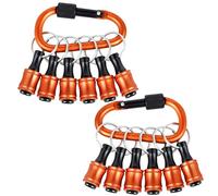Upgrade Orange 12Pcs Bit Holder Keychain, 1/4 inch Hex Shank Bit Holders, Quick-Change Design for Nut Driver, Screwdriver & Drill Bits, Include Keychain Carabiner, Push to Unlock