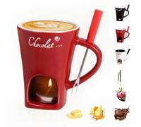 Upgrade Personal Chocolate hot Pot, Ceramic Cup and Candle Heater, Homemade Chocolate, Cheese, Melted Butter Dipping Sauce, Ideal Gift for Romantic Valentine's Day for Couples by 2025 (red)