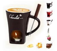 Upgrade Personal Chocolate hot Pot, Ceramic Cup and Candle Heater, Homemade Chocolate, Cheese, Melted Butter Dipping Sauce, Ideal Gift for Romantic Valentine's Day for Couples by 2025 (Black)