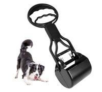 Upgrade Pet Pooper Scooper, Dog Poop Scooper with Dual-Spring, Ergonomic Handle No-Bend Poop Picker for Outdoor Yard Lawn Park, Easy to Clean for Small Medium Large Dogs (Small- Black)