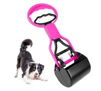 Upgrade Pet Pooper Scooper, Dog Poop Scooper with Dual-Spring, Ergonomic Handle No-Bend Poop Picker for Outdoor Yard Lawn Park, Easy to Clean for Small Medium Large Dogs (Small- Pink)