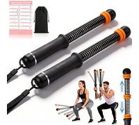 Upgrade Portable Ropeless Battle Ropes - Adjustable Weights Cordless Battle Ropes for Home Gym with Training Poster - Battle Rope Sticks Exercise Equipment for Low-Impact Workout, HIIT & Cardio -Black
