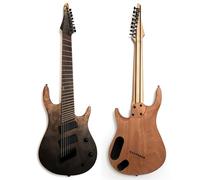 Upgrade Pro 8-String Fanned Fret Electric Guitar, Grey Tide Fade - 25.5-28" Multiscale Mahogany Body Poplar Burl Top, Stainless Steel Frets, High-Output Pickups