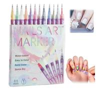 Upgrade Professional 12 Colors Gel Nail Art Pens Set - Quick Dry Nail Polish Markers for DIY 3D Painting,Dotting,Drawing & Liner Designs - Complete N/ail Art Kit with Case for Women & Beginners