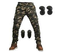 Upgrade Protector Motocross Racing Pants Camouflage Denim Jeans for Motorcycle Riding Cycling Hockey Knight ATV Locomotive(1 X Motorcycle Riding Pants + 2 X Knee Pads + 2 X Hip Pads) (L=32)