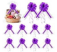 Upgrade Pull Bows,Bow for Gift Wrapping,9 inches, Party Gift Wedding Ribbon Bows for Wrapping Boxes or Flower Decorations, Gift Decorations (Purple, 10 Pack)