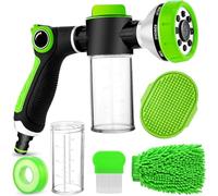 Upgrade Pup Jet Dog Wash with Replaceable Soap Dispenser, 8 in 1 Dog Wash Hose Attachment with Pet Bath Brush Car Wash Mitt and Dog Comb for Watering Plants, Car Wash, Showering Pet