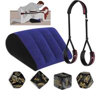 Upgrade PVC Flocking Travel Pillow Inflatable Wedge Pillow Magic Cushion Body Support Pillow for Couple Sex Sexy Straps for Adult BDSM Restraints Bondage Tied Down Arms and Legs On Bed Sweater Yoga