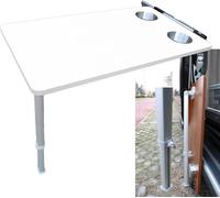 Upgrade RV Side Folding Table with Extendable Legs & 2 Cup Holders Wood Dining Table for Motorhomes Boats Campers Caravans Vans White Outdoor Accessory