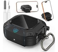 [Upgrade Secure Lock] for Beats Powerbeats Fit Case Cover, LDSXAY Heavy Duty Hard Shell Shockproof Protective Cover for Powerbeats Fit 2025 Earbuds with Cleaner Kit & Carabiner (Black)