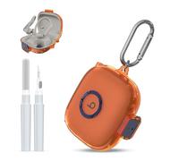 [Upgrade Secure Lock] for Beats Powerbeats Pro 2 2025 Case Cover with Cleaner Kit, AGENTNANO Clear TPU Shockproof Protective Cover with Beats Powerbeats Pro 2 Charging Case with Carabiner-Clear Orange