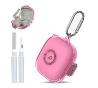 [Upgrade Secure Lock] for Beats Powerbeats Pro 2 2025 Case Cover with Cleaner Kit, AGENTNANO Clear TPU Shockproof Protective Cover with Beats Powerbeats Pro 2 Charging Case with Carabiner-Clear Pink