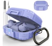 [Upgrade Secure Lock] for Beats Powerbeats Pro 2 Case Cover, LDSXAY Carbon Fiber Shockproof Protective Cover for Powerbeats Pro 2 2025 with Cleaner Kit & Carabiner (Purple)