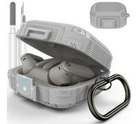 [Upgrade Secure Lock] for Beats Powerbeats Pro 2 Case Cover, LDSXAY Carbon Fiber Shockproof Protective Cover for Powerbeats Pro 2 2025 with Cleaner Kit & Carabiner (Grey)