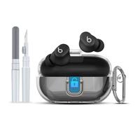 [Upgrade Secure Lock] for Beats Solo Buds 2024 Case Cover with Cleaner Kit, AGENTNANO Clear TPU Shockproof Protective Cover Compatible with Beats Solo Buds Charging Case with Carabiner-Clear