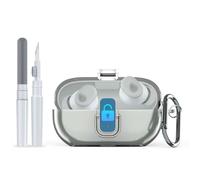 [Upgrade Secure Lock] for Beats Solo Buds 2024 Case Cover with Cleaner Kit, AGENTNANO Clear TPU Shockproof Protective Cover Compatible with Beats Solo Buds Charging Case with Carabiner-Clear