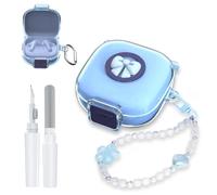 【Upgrade Secure Lock】 Nimuw for Anker Soundcore P31i Case Cover with Cute 3D Blue Bow Design, Shockproof Soft Protective Cover for Girls Women, Comes with Keychain & Cleaning Kit, Clear Blue
