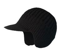 Upgrade Sherum Cozy Head Beanie Winter Hat with Brim and Ear Flaps,Beanie Knitted Hat with Fleece Lining (UK, Alpha, One Size, Black)