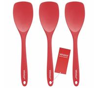 Upgrade Silicone Spatula Spoon Set,VOVOLY Heat Resistant Rubber Spoonula, Seamless Non-Stick Flexible Scrapers for Baking Mixing Tool,3 Pack, Red