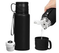 Upgrade Smart Water Bottles with Digital Temperature Display LED Coffee Tea Travel Mug Cup Double Walled Vacuum Insulated Stainless Steel Flask Leak Proof Thermal Bottle (black, 1500ML)