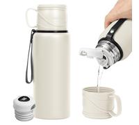 Upgrade Smart Water Bottles with Digital Temperature Display LED Coffee Tea Travel Mug Cup Double Walled Vacuum Insulated Stainless Steel Flask Leak Proof Thermal Bottle (white, 800ML)