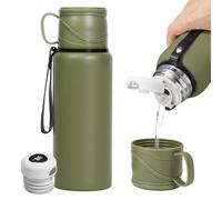 Upgrade Smart Water Bottles with Digital Temperature Display LED Coffee Tea Travel Mug Cup Double Walled Vacuum Insulated Stainless Steel Flask Leak Proof Thermal Bottle (green, 800ML)