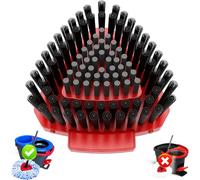 Upgrade Spin Mop Replace Scrub Brush for Vileda Rinseclean/H2PrO Mop System | Dual-Texture Scrubber,Grey Soft for Foam & Black Stiff for Stain,20°Angled for Corners,Great for Kitchen,Bathroom,Pool,Deck