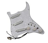 Upgrade SSS Preview Loaded Pickguard Pickups Set, Multifunction 3 Single Switch Small Double Track Humbucker Pickups, 16-Way Tone Suitable for Start Guitar (White pearl)