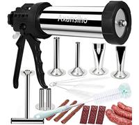 Upgrade Stainless Steel 2 LB Large Capacity Jerky Gun 2 Pound Beef Jerky Sausage Gun Meat Gun Jerky Shooter Jerky Kits Sausage Stuffer Machine with Nozzles Brushes & Meat Pusher Gift for Mom Women Men