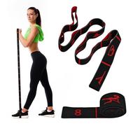 Upgrade Stretching Strap with Loops,Yoga Strap,Home Workout,Pilate & Flexibility Training,Non Elastic Exercise Stretch Band for Hamstring,Leg Stretcher Belt,Flexibility Fascia (Black-8 Loops, 4 Pack)