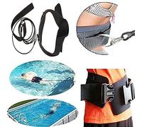 Upgrade Style - Strong Pool Swim Training Leash Swim Training Belt Swim Resistance Tether Swim Tether Stationary Swimming - Wide and Comfortable Waist Belt, Double Bungee Rope, Metal Buckle