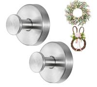 Upgrade Suction Cup Hooks for Wreaths on Glass, 2025 New Stainless Steel Waterproof No-Drill Suction Cup Hooks, Household Wreath Hanger Holder for Glass Window Door Bathroom Mirrors (2 Silver, 2)