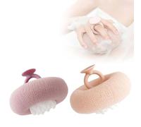 Upgrade Super Soft Sunflower Suction Cup Bath Ball, 2025 New 2-in-1 Sunflower Bathing Ball with Finger Rings, Exfoliating Bath Sponge Cleaning Brush for Women Men (Purple+Pink)