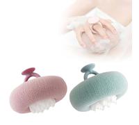 Upgrade Super Soft Sunflower Suction Cup Bath Ball, 2025 New 2-in-1 Sunflower Bathing Ball with Finger Rings, Exfoliating Bath Sponge Cleaning Brush for Women Men (Purple+Green)