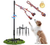 Upgrade Tether Tug Outdoor Dog Toy,Outdoor Tug Of War Toy in Park,Yard,Lawn,Tether Interactive Dog Tug Toy,2 Rope Toy and Bell Pull Chase and Solo Play,Tether Tug For Large Dogs,For Medium Small Dogs
