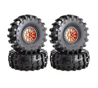Upgrade Tires For Axial For SCX10 For Pro For Wraith For Capra For RR10 For RBX10 For Traxxas For TRX4 1/10 RC 4pcs 150mm 2.2" Metal Beadlock Wheel Rim Tire Set(Orange)