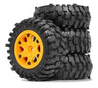 Upgrade Tires For Axial For SCX10 Pro For Capra For TRX4 D90 1/10 4pcs 88mm 1.9" Beadlock Plastic Wheel Tire Hub Soft Rubber Set RC Crawler Car(Yellow)