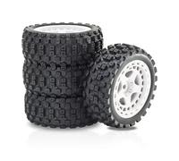 Upgrade Tires For TYPHON For GROM For TAMIYA For TT02 XV01 For HSP 94123 2S 1/18 4pcs 69mm Plastic Wheel Rim Rubber Tire Universal For Rally On Road(White)