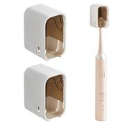 Upgrade Toothbrush Holders for Bathroom,Single Slot Design,Tooth Brush Holder Wall Mounted with Cover for Shower, Single Toothbrush Dispenser Storage Organizer (2pcs Brown)