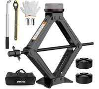 Upgrade Universal Car Jack Kit with Rubber Jack Pad, Prevent Scratches on the Car, Scissor Jack for 2.5 Ton, Premium Alloy Steel, Portable Tire Changing tool with Lug Wrench,Emergency Kit for SUV MPV