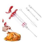 Upgrade Upgrade Barbecue Seasoning Marinade Meat Injector, 50ml Stainless Steel Flavor Injector Syringe with 3 Needles & Cleaning Brush, for Turkey, Chicken, Steak, BBQ (A)