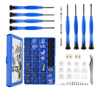 Upgrade Version Eye Glass Repairing Kit, Eyeglass Repair Tool Kit with Compact Screw Box Included Nose Pads, Precision Screwdriver Set, Screws, Tweezer for Eyeglass, Sunglasses, Spectacles Watch Clock