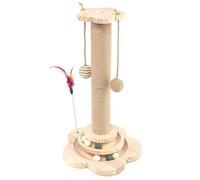 Upgrade Version Petal Shaped Catr tee Toy,Solid Wood Cat Toy with Catnip Ball,Teaser Stick,Teaser Ball,Cat Scratching Post(Tall)