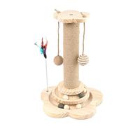 Upgrade Version Petal Shaped Catr tee Toy,Solid Wood Cat Toy with Catnip Ball,Teaser Stick,Teaser Ball,Cat Scratching Post. (Short)